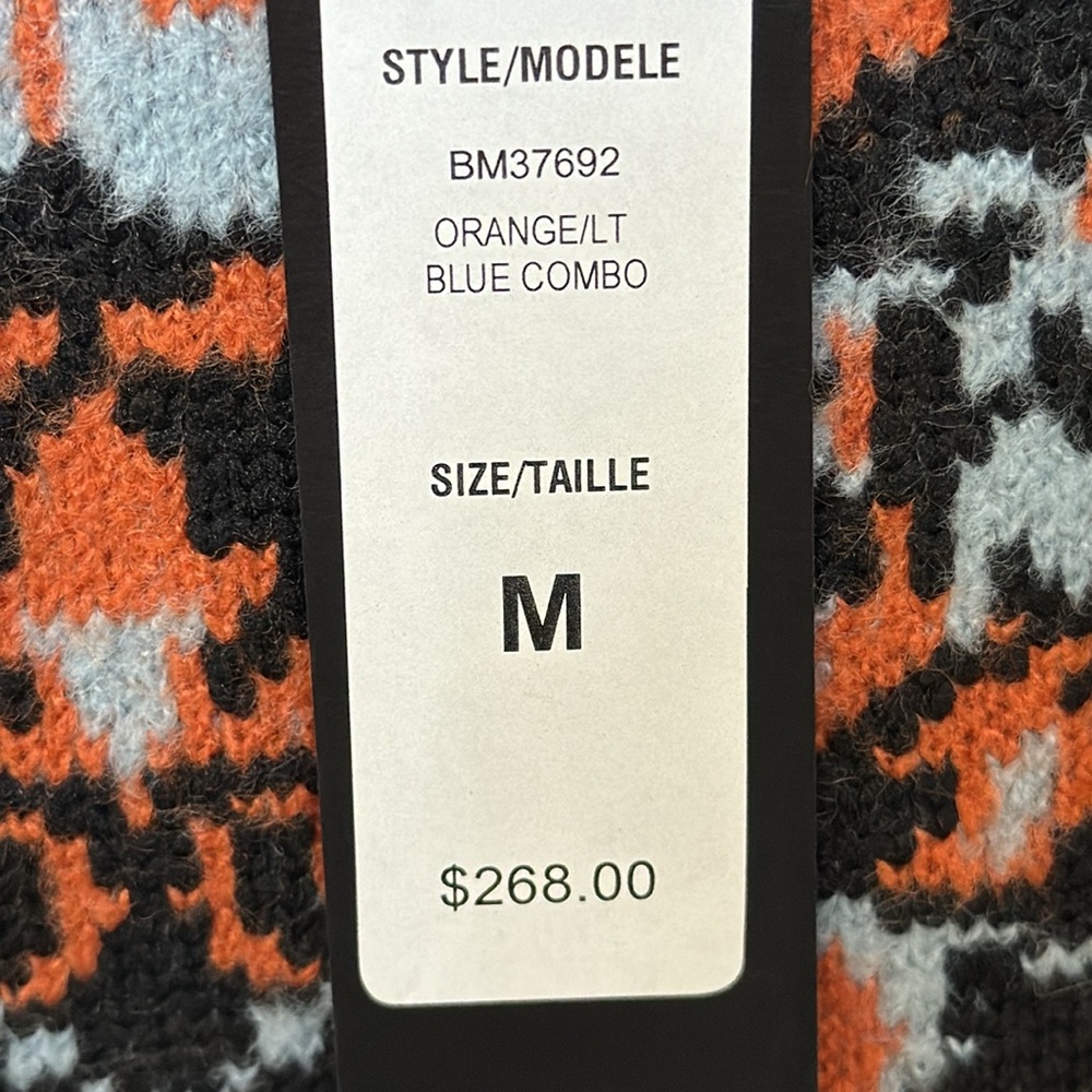 New Badgley Mischka Orange, Black and blue sweater Coat. Size M. - Picture 3 of 16